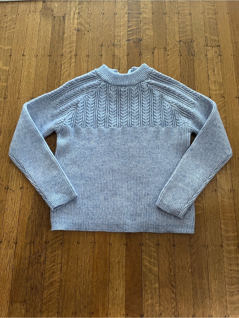 Anthropologie Flat White Light Blue Cable Crew Sweater